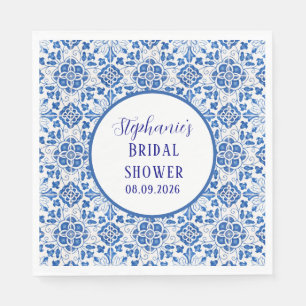 Portuguese Tiles Blue Mediterranean Bridal shower Napkins