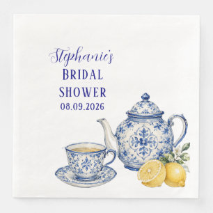 Portuguese Tiles Blue Mediterranean Bridal shower Paper Dinner Napkins