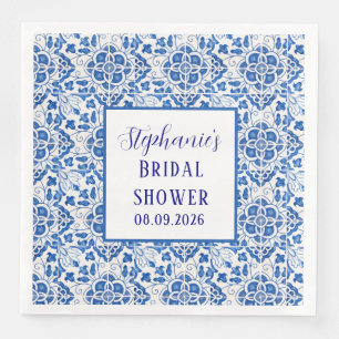 Portuguese Tiles Blue Mediterranean Bridal shower Paper Dinner Napkins