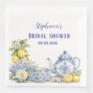 Portuguese Tiles Blue Mediterranean Bridal shower Paper Dinner Napkins