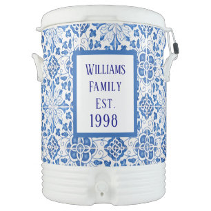 Portuguese Tiles Blue Mediterranean Family Beach Beverage Cooler