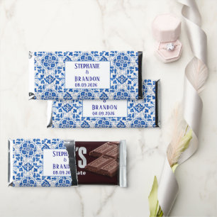 Portuguese Tiles Blue Mediterranean Wedding Hershey Bar Favors