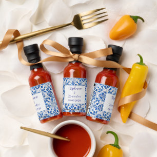 Portuguese Tiles Blue Mediterranean Wedding Hot Sauces