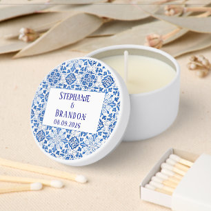 Portuguese Tiles Blue Mediterranean Wedding Mini Candle Favors