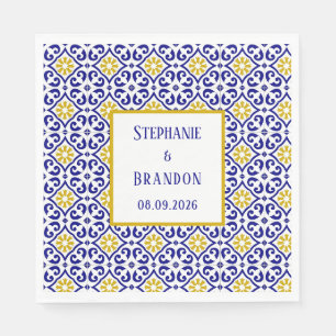 Portuguese Tiles Blue Mediterranean Wedding Napkins
