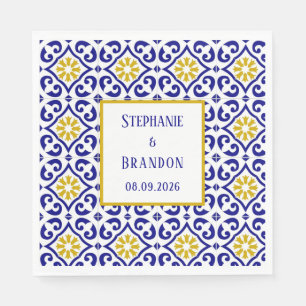 Portuguese Tiles Blue Mediterranean Wedding Napkins