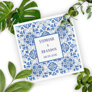 Portuguese Tiles Blue Mediterranean Wedding Napkins