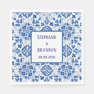 Portuguese Tiles Blue Mediterranean Wedding Napkins