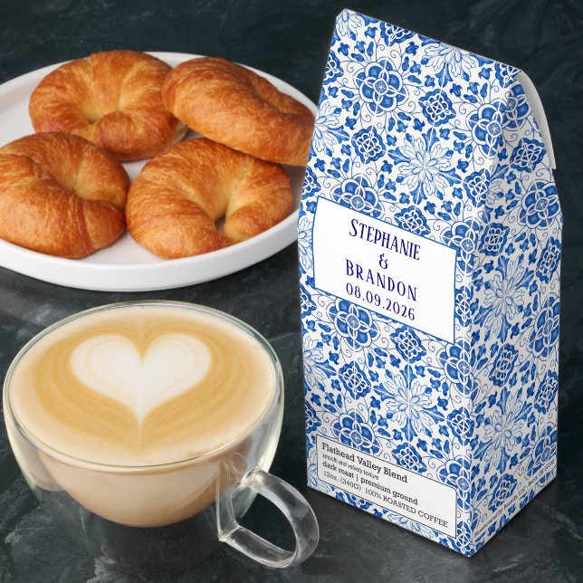 Portuguese Tiles Blue Mediterranean Wedding Roasted Coffee (Breakfast)