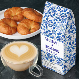 Portuguese Tiles Blue Mediterranean Wedding Roasted Coffee