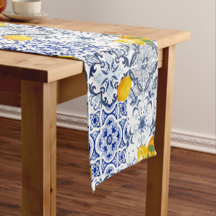 Portuguese tiles,blue tiles,azulejo short table runner