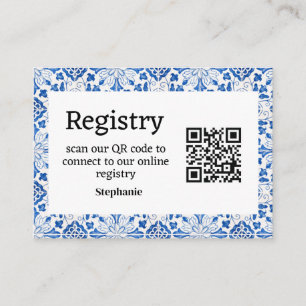 Portuguese tiles Bridal shower Registry Enclosure Card