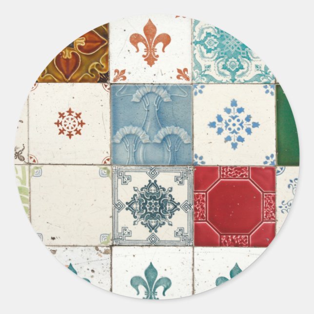 Portuguese tiles classic round sticker (Front)