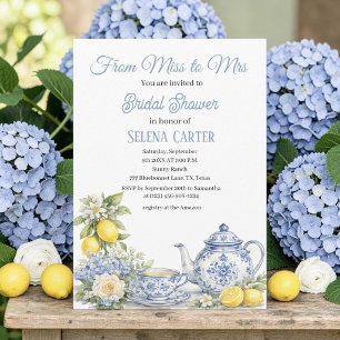 Portuguese tiles Floral Watercolor Bridal Shower Invitation