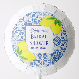Portuguese Tiles Lemon Mediterranean Bridal shower Balloon