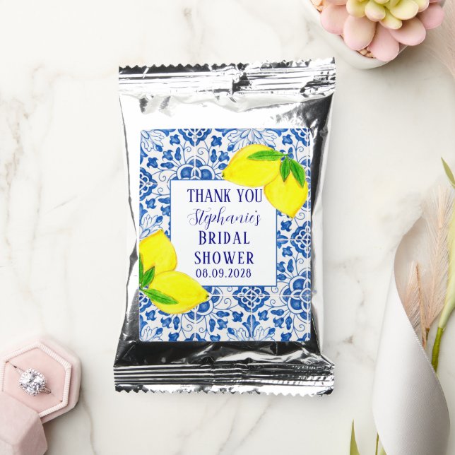 Portuguese Tiles Lemon Mediterranean Bridal shower Coffee Drink Mix (Wedding)