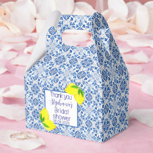 Portuguese Tiles Lemon Mediterranean Bridal Shower Favor Boxes