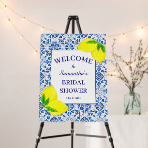Portuguese tiles Lemon Mediterranean Bridal Shower Foam Board