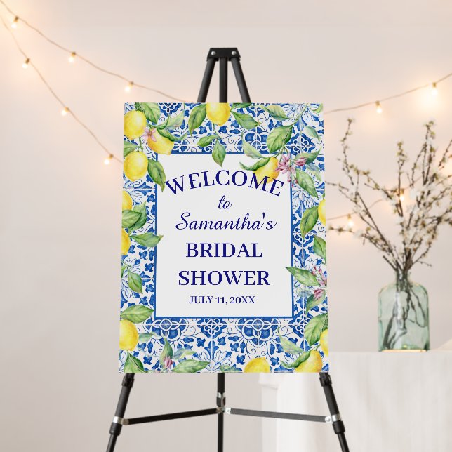 Portuguese tiles Lemon Mediterranean Bridal Shower Foam Board (In Situ (Stand))