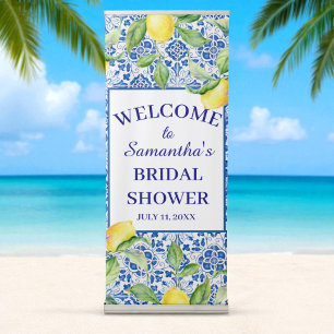 Portuguese tiles Lemon Mediterranean Bridal Shower Retractable Banner