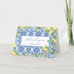 Portuguese Tiles Lemons Bridal Shower Thank you