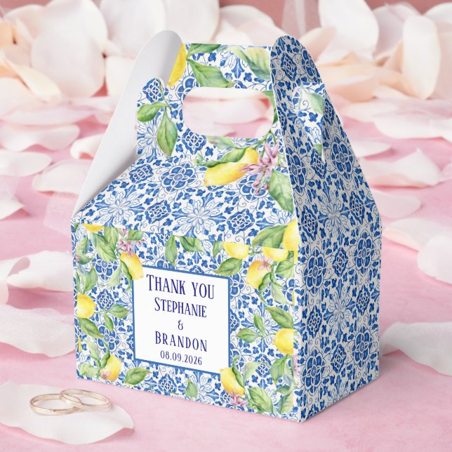 Portuguese Tiles Lemons Mediterranean Wedding Favor Boxes (Wedding)