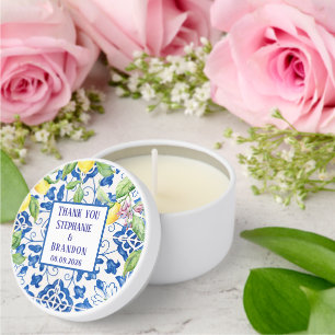 Portuguese Tiles Lemons Mediterranean Wedding Mini Candle Favors