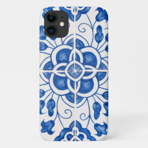 Portuguese Tiles Mediterranean Blue Floral iPhone 11 Case