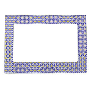 Portuguese tiles Mediterranean Blue White Pattern Magnetic Frame