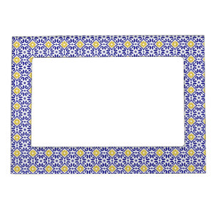 Portuguese tiles Mediterranean Blue White Pattern Magnetic Frame