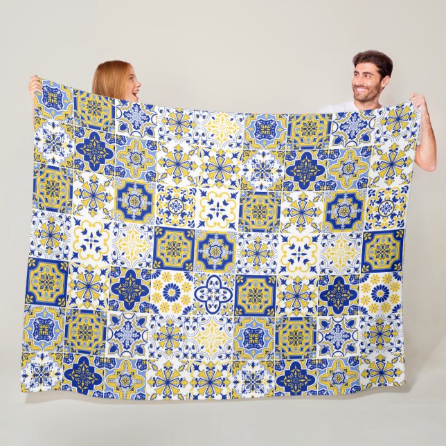 Portuguese Tiles Pattern  Fleece Blanket (In Situ)