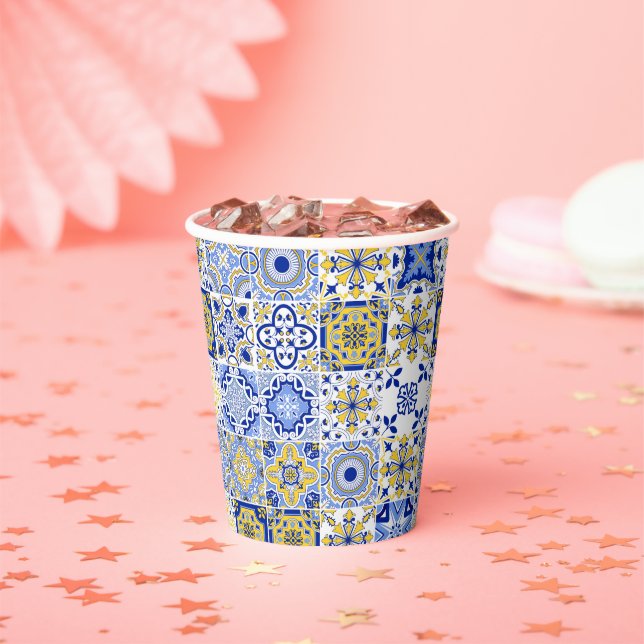 Portuguese Tiles Pattern  Paper Cups (Insitu)