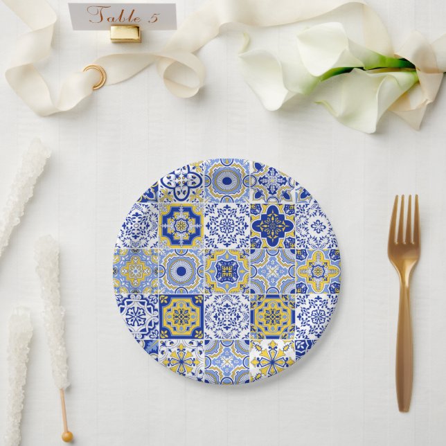Portuguese Tiles Pattern  Paper Plates (Wedding)