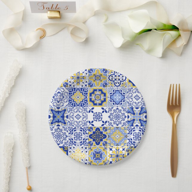 Portuguese Tiles Pattern  Paper Plates (Wedding)