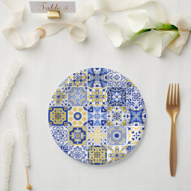 Portuguese Tiles Pattern  Paper Plates (Wedding)