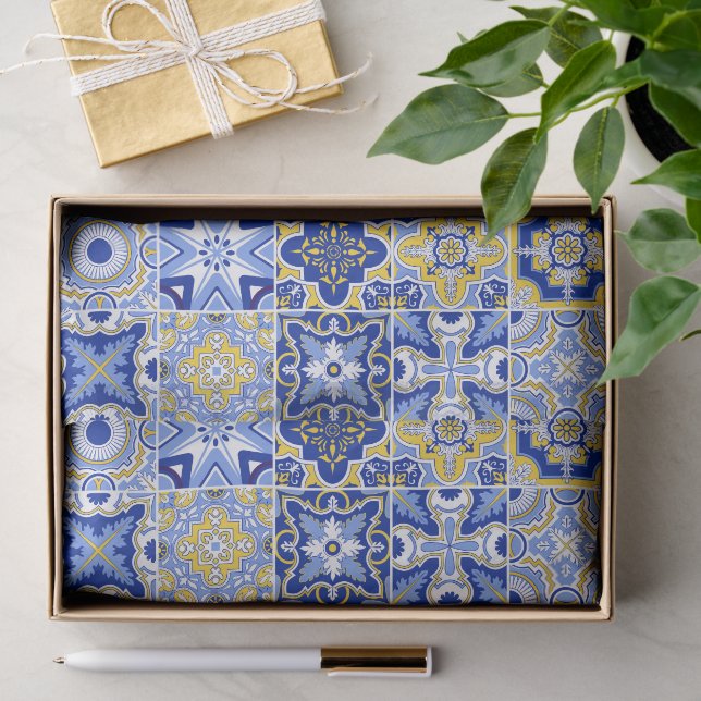 Portuguese Tiles Pattern  Tissue Paper (Gift)