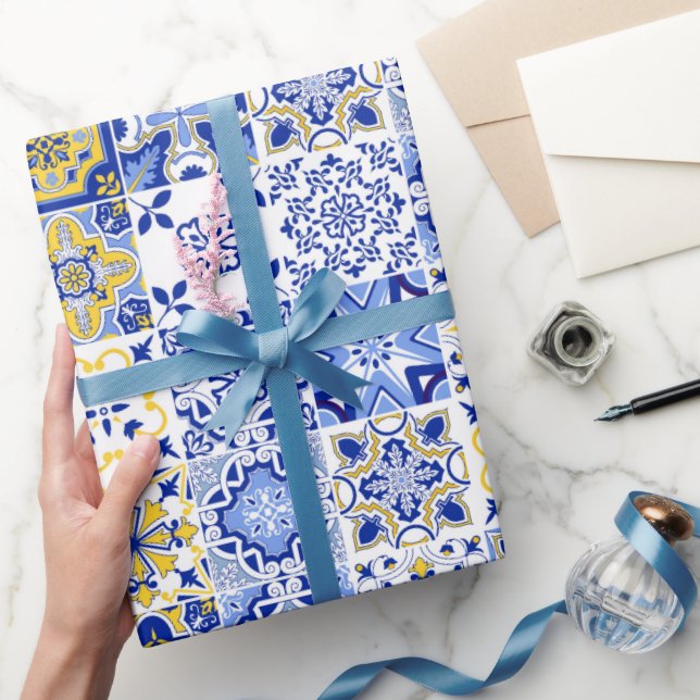 Portuguese Tiles Pattern  Wrapping Paper (Gifting)