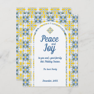 Portuguese tiles Peace and Joy Christmas card