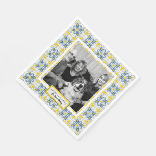Portuguese Tiles Photo frame for family Christmas Napkins