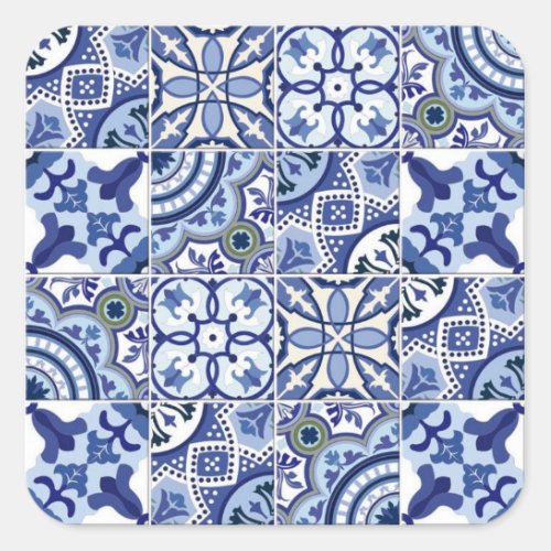 Portuguese tiles Square Stickers