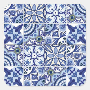 Portuguese tiles Square Stickers