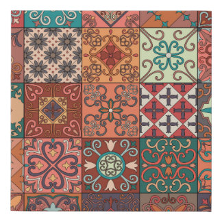 Portuguese Tiles: Talavera Style Azulejo. Faux Canvas Print