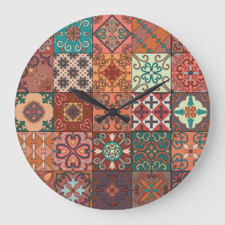 Portuguese Tiles: Talavera Style Azulejo. Large Clock