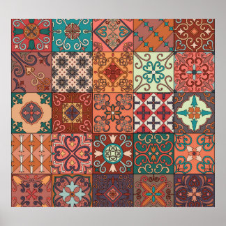 Portuguese Tiles: Talavera Style Azulejo. Poster