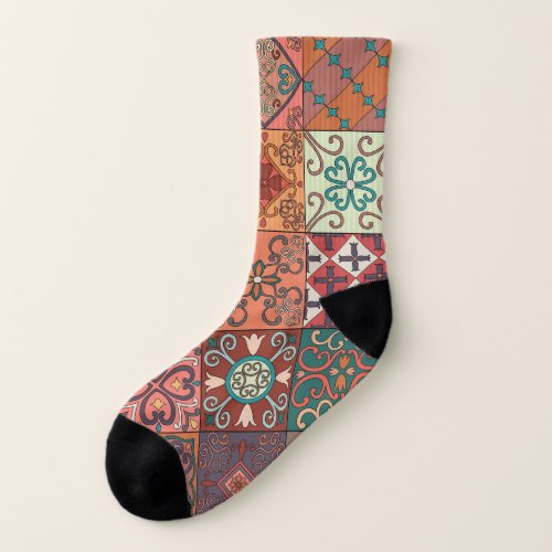 Portuguese Tiles Talavera Style Azulejo Socks
