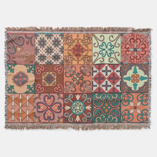 Portuguese Tiles Talavera Style Azulejo Throw Blanket