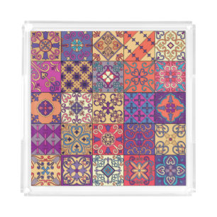 Portuguese Tiles Talavera Style Pattern Acrylic Tray