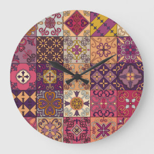 Portuguese tiles: talavera style pattern. large clock