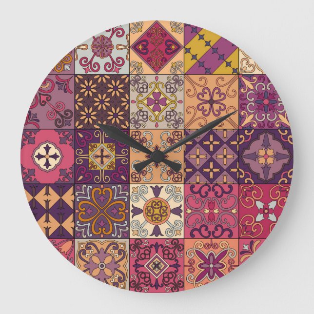 Portuguese tiles: talavera style pattern. large clock (Front)