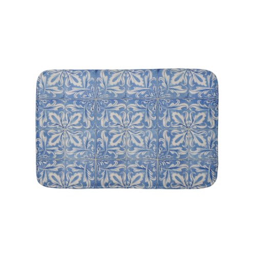 Portuguese Tiles Vintage Azulejos Blue White  Bath Mat